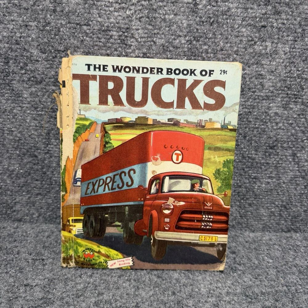 Vintage 1954 Children's Wonder Book - THE WONDER BOOK OF TRUCKS By Lisa Peters